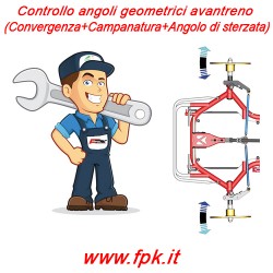 Controllo angoli geometrici avantreno (Convergenza, Campanatura, Angolo di sterzata)