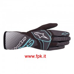 Tech-1 K Race V2 Carbon Gloves Nero - Turchese